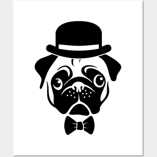 Pug in a Bowler Hat Posters and Art